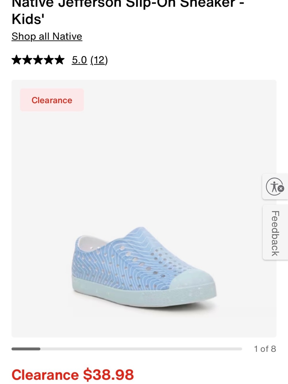 Native Kids' Jefferson Slip-On Sneaker in Sky Blue and Mint